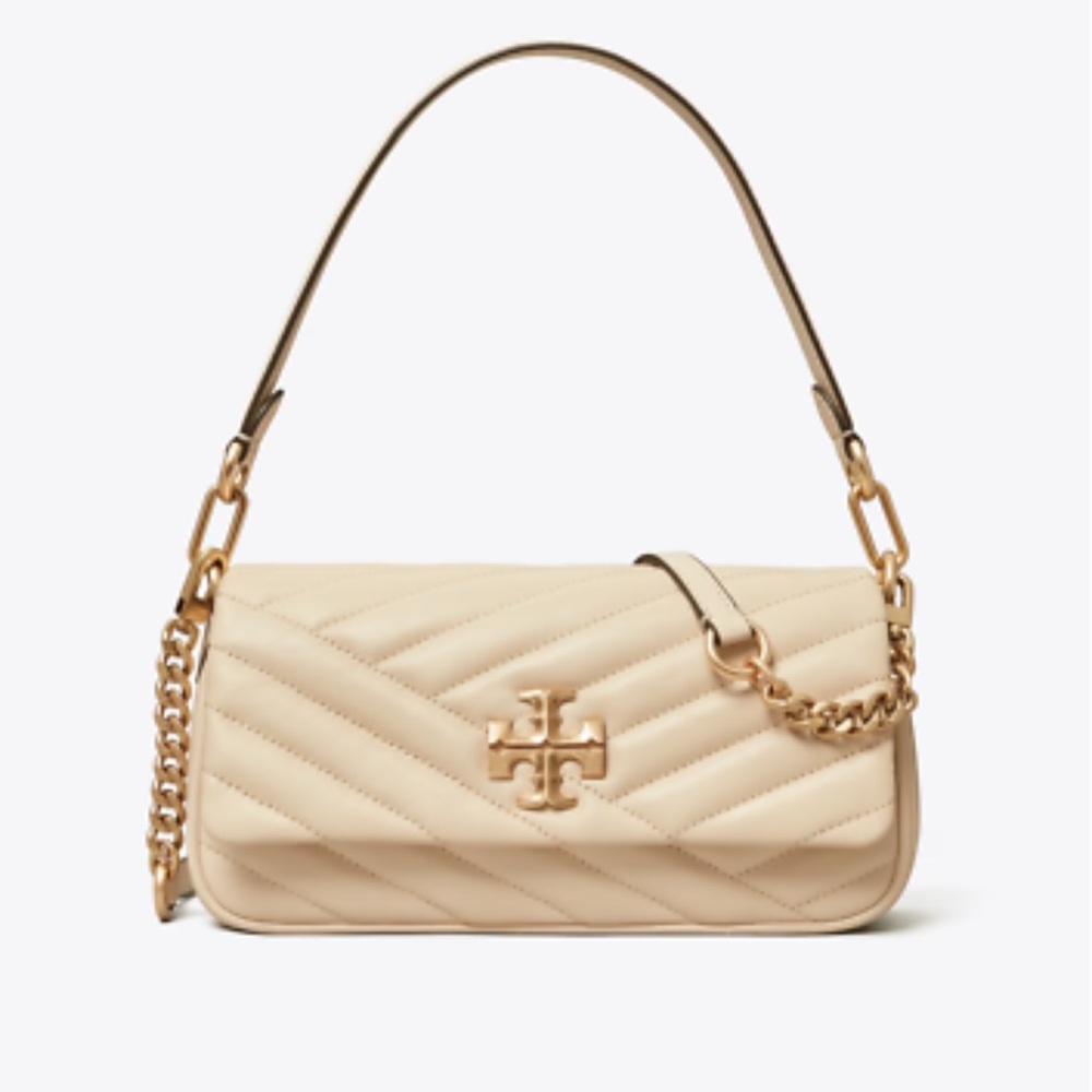 Tory Burch Kira Small Chevron Flap Shoulder Bag - Cream